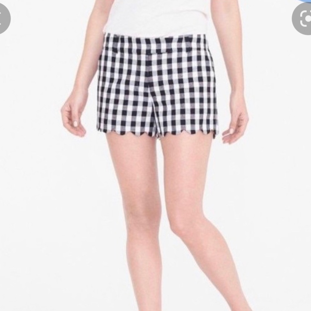 J Crew Factory Gingham Scalloped Shorts